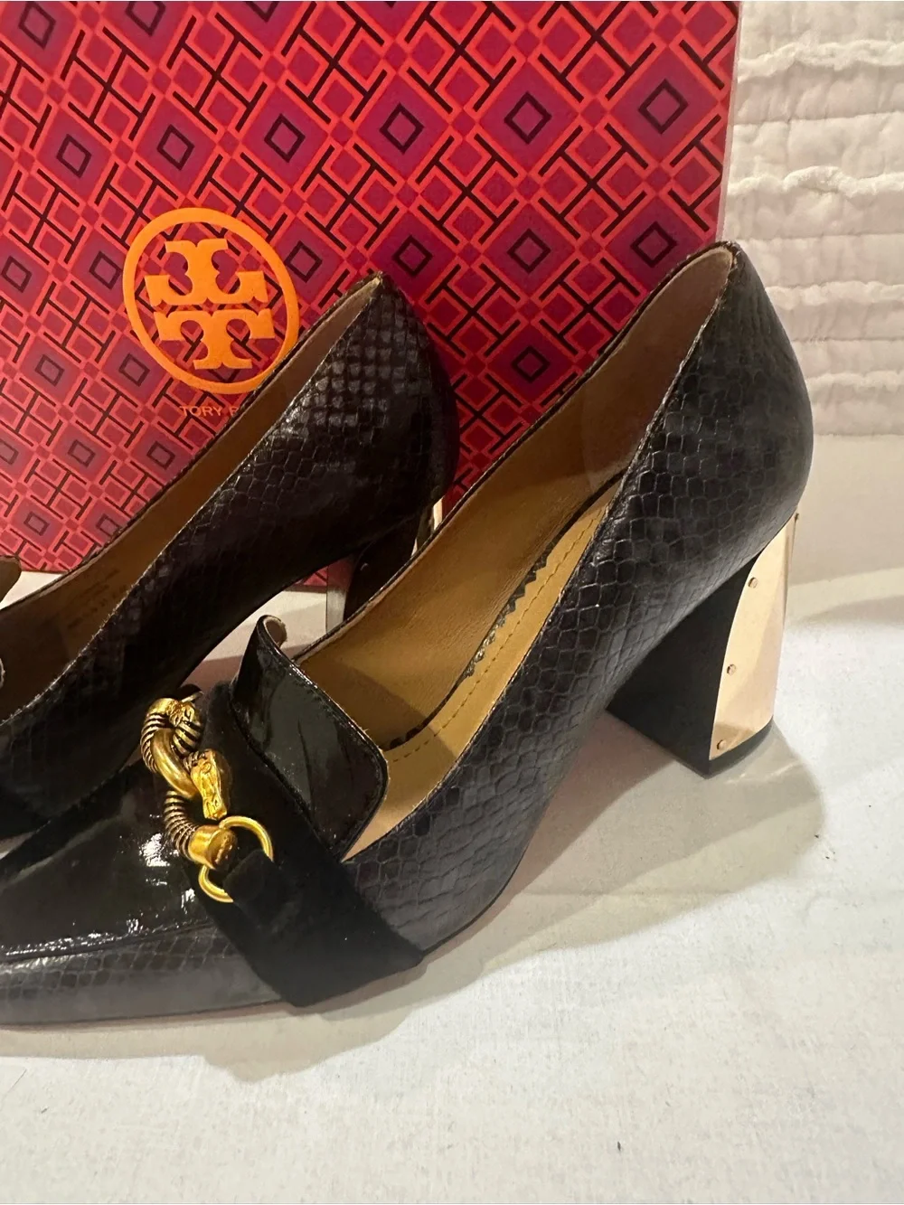 Tory Burch Jessa Snake Print Pump Leather Sie 6.5